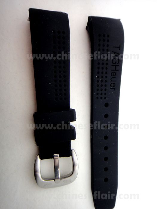 Replacement Tag Heuer Rubber Watch Bands - Black Rubber Strap